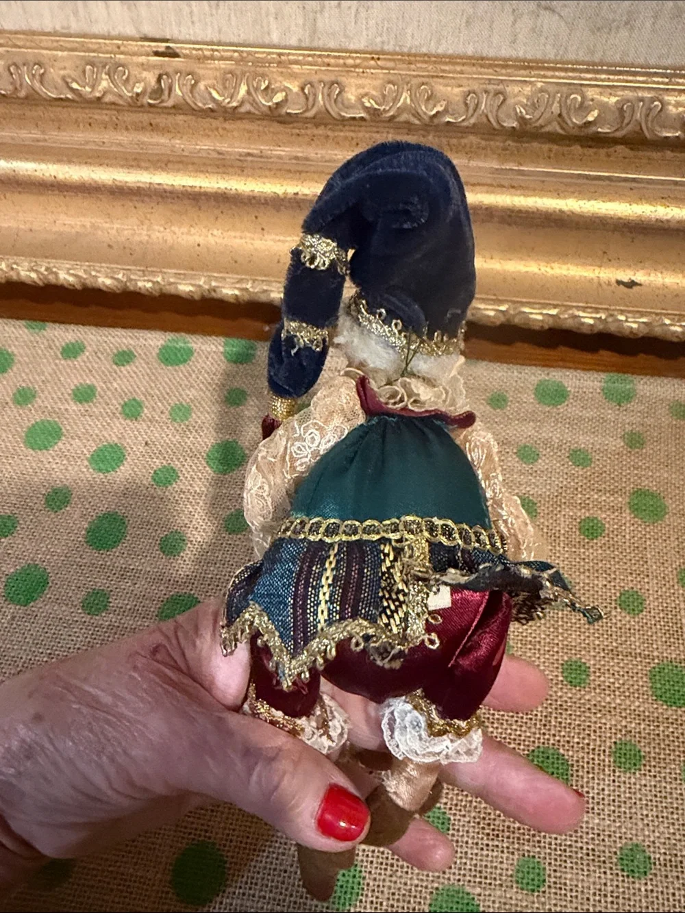 Wayne Kleski Handcrafted Festive Elf Figurine in Jewel Tones retired